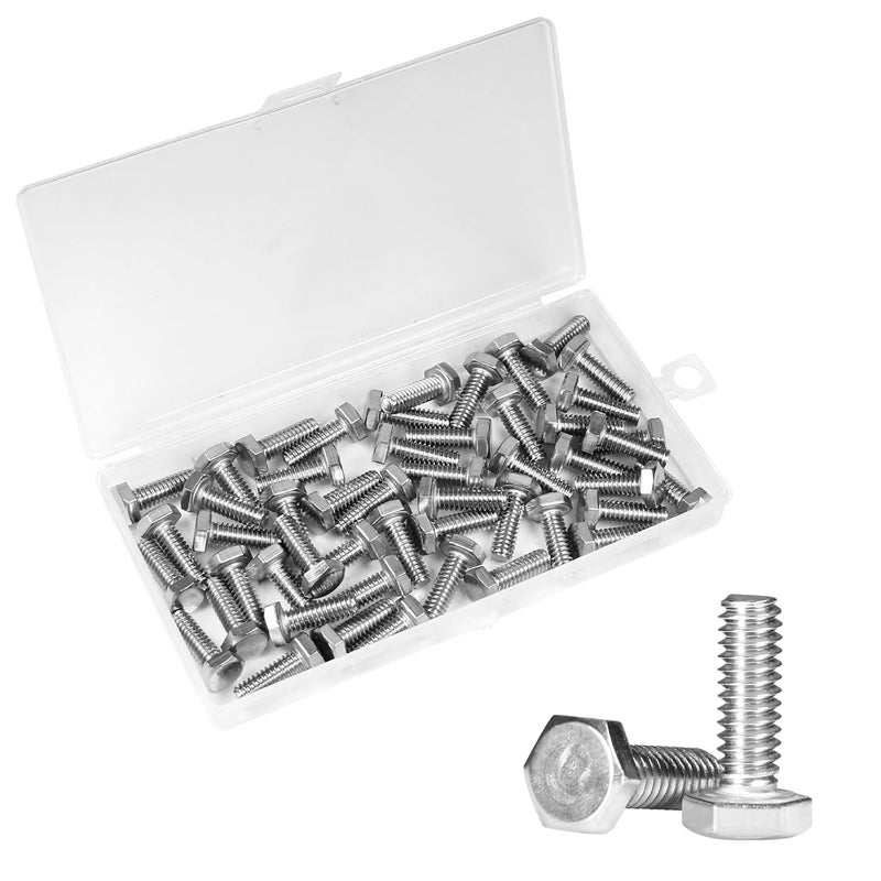 Yinpecly 50Pcs 1/4-20 x 3/4" Hex Bolts,1/4"-20 Hex Head Cap Screws Hexagon Bolts, 304 Stainless Steel, External Hex Drive, UNC Coarse Thread Fully Threaded - Image 1